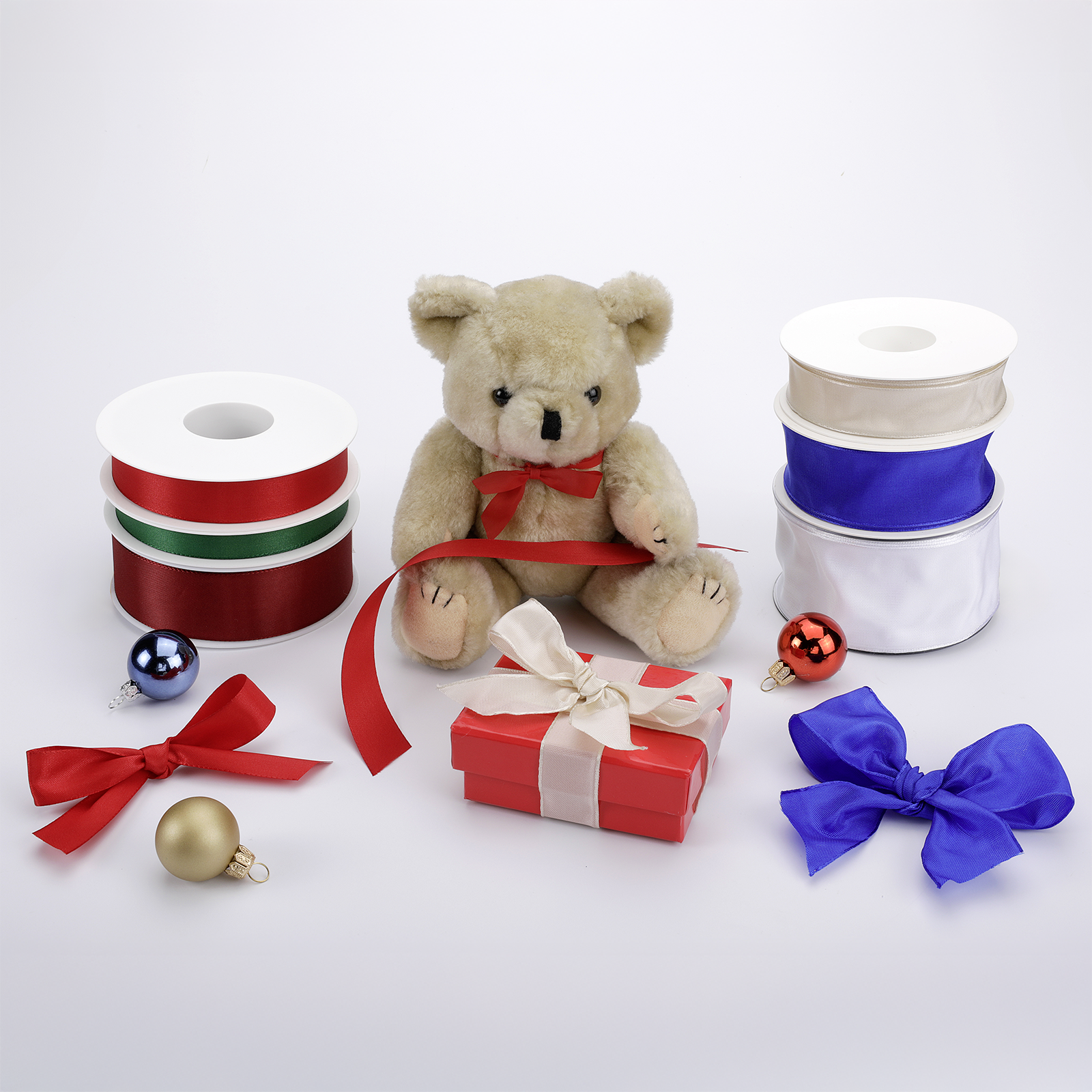 Fabric ribbon with wire edge, cream, width 25 mm - 2 Fabric ribbon with wire edge, cream, width 25 mm - 2