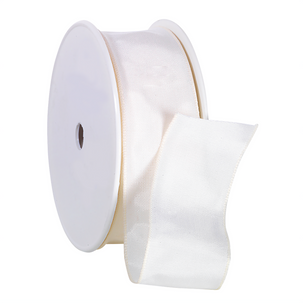 Ruban en tissu av. bord en fil de fer, crème, larg. 40 mm