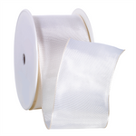 Fabric ribbon with wire edge, cream, width 60 mm - 0