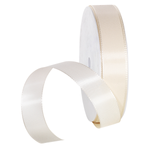 Taffeta ribbon with selvedge 25 mm, 50 m, cream - 0