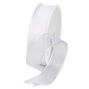 Chiffon ribbon wire white, width 25 mm