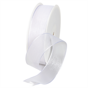 Chiffon ribbon wire white, width 25 mm