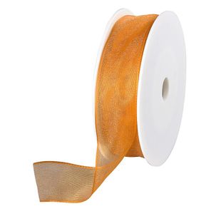 Chiffon ribbon with wire orange width 25 mm