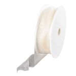 Chiffon ribbon with wire cream width 25 mm - 0