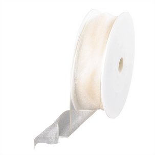 Chiffon ribbon with wire cream width 25 mm