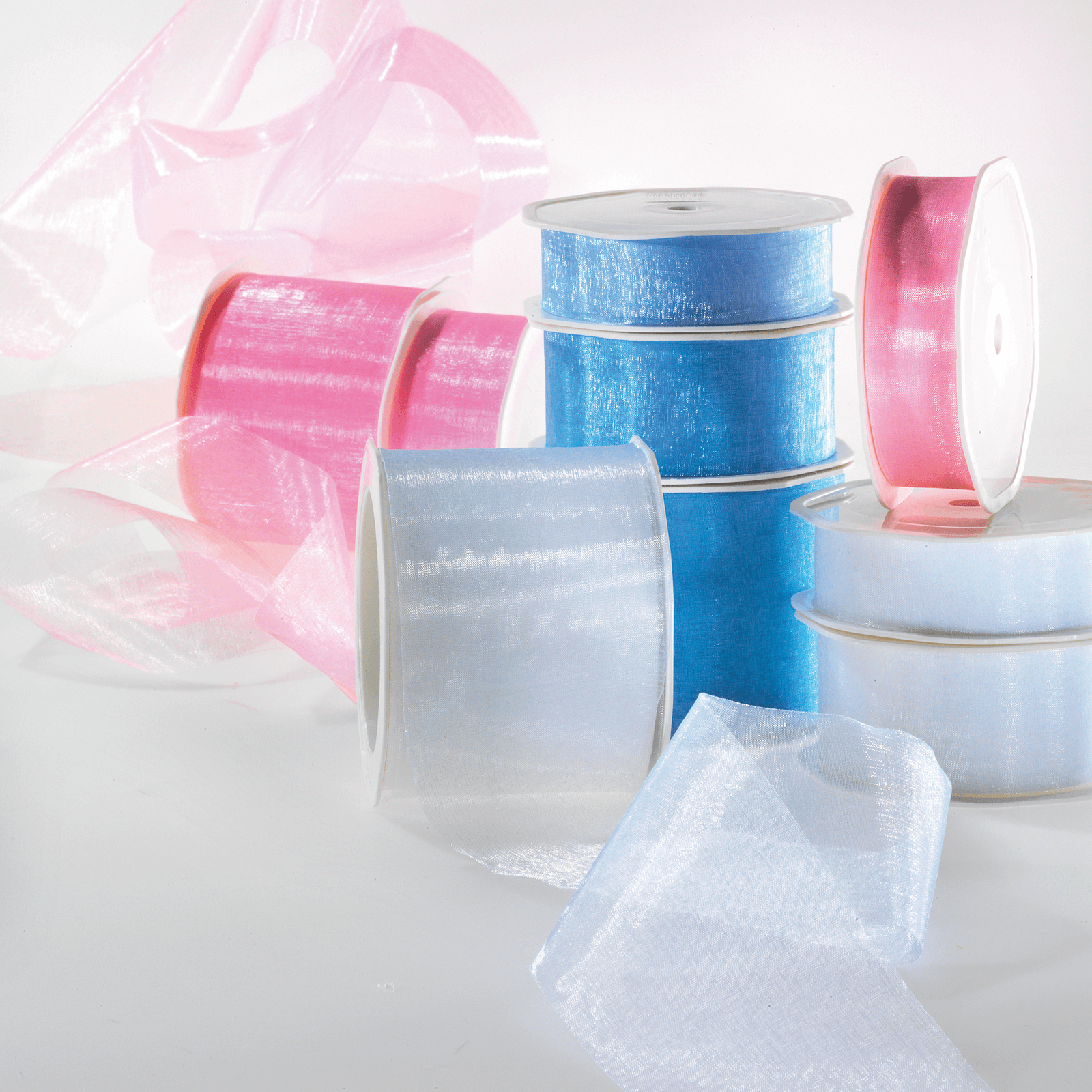 Chiffon ribbon with wire dark blue width 25 mm - 2 Chiffon ribbon with wire dark blue width 25 mm - 2