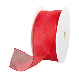 Chiffonband mit Draht rot 40 mm breit, 20 m