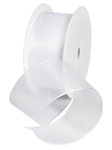 Chiffon ribbon with wire white width 40 mm - 0