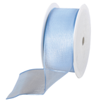 Chiffon ribbon with wire light blue width 40 mm - 0