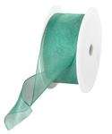 Chiffon ribbon with wire green width 40 mm - 0