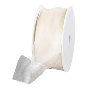 Chiffonband mit Draht creme 40 mm breit, 20 m