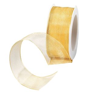 Chiffon ribbon with wire gold width 40 mm