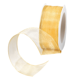 Chiffonband mit Draht gold 40 mm breit, 20 m