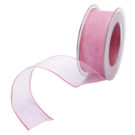 Chiffon ribbon with wire pink width 40 mm - 0