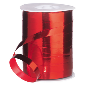 Metallic ribbon, shiny, width 10 mm, red