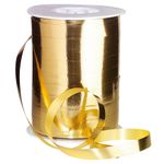 Metallic ribbon, shiny, width 10 mm, gold - 0