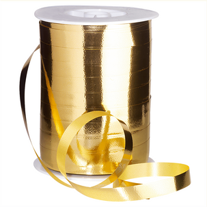 Metallic ribbon, shiny, width 10 mm, gold