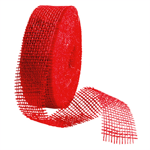 Ruban de jute, rouge, larg. 40 mm