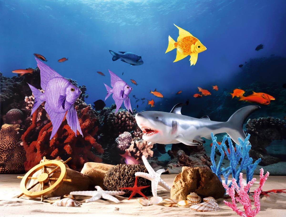 Deko-Hai 135 cm, silber-grau - 6 Deko-Hai 135 cm, silber-grau - 6