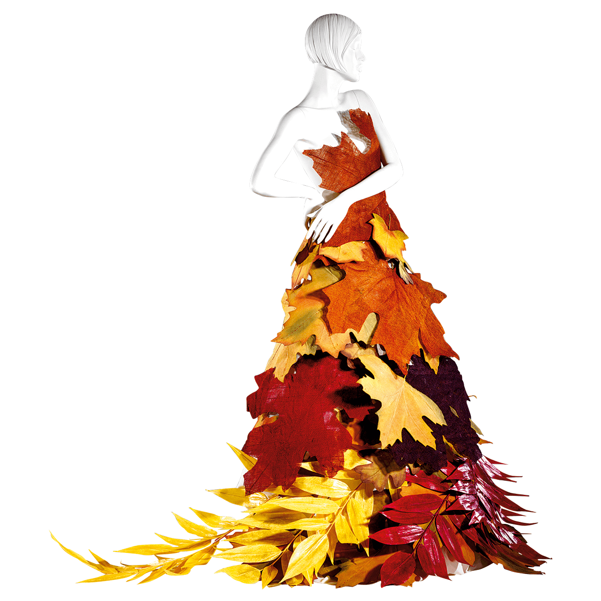 Herbstliche Kunstblätter 50 cm, 4 Stück - 3 Herbstliche Kunstblätter 50 cm, 4 Stück - 3