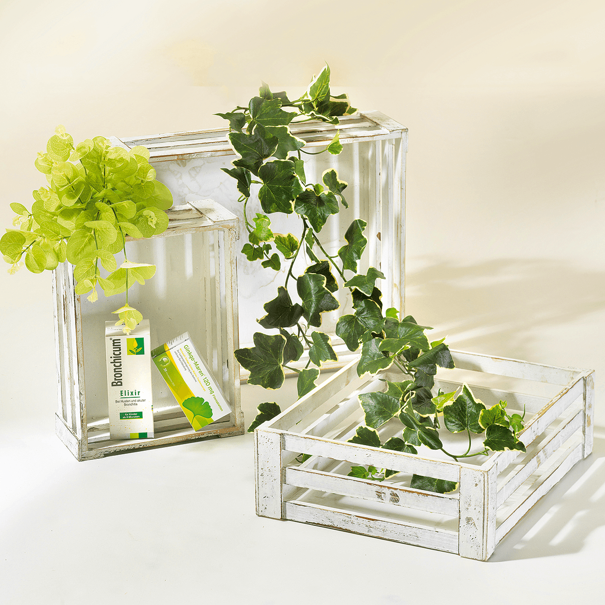 Conjunto de cajas de madera, color blanco - 10 Conjunto de cajas de madera, color blanco - 10