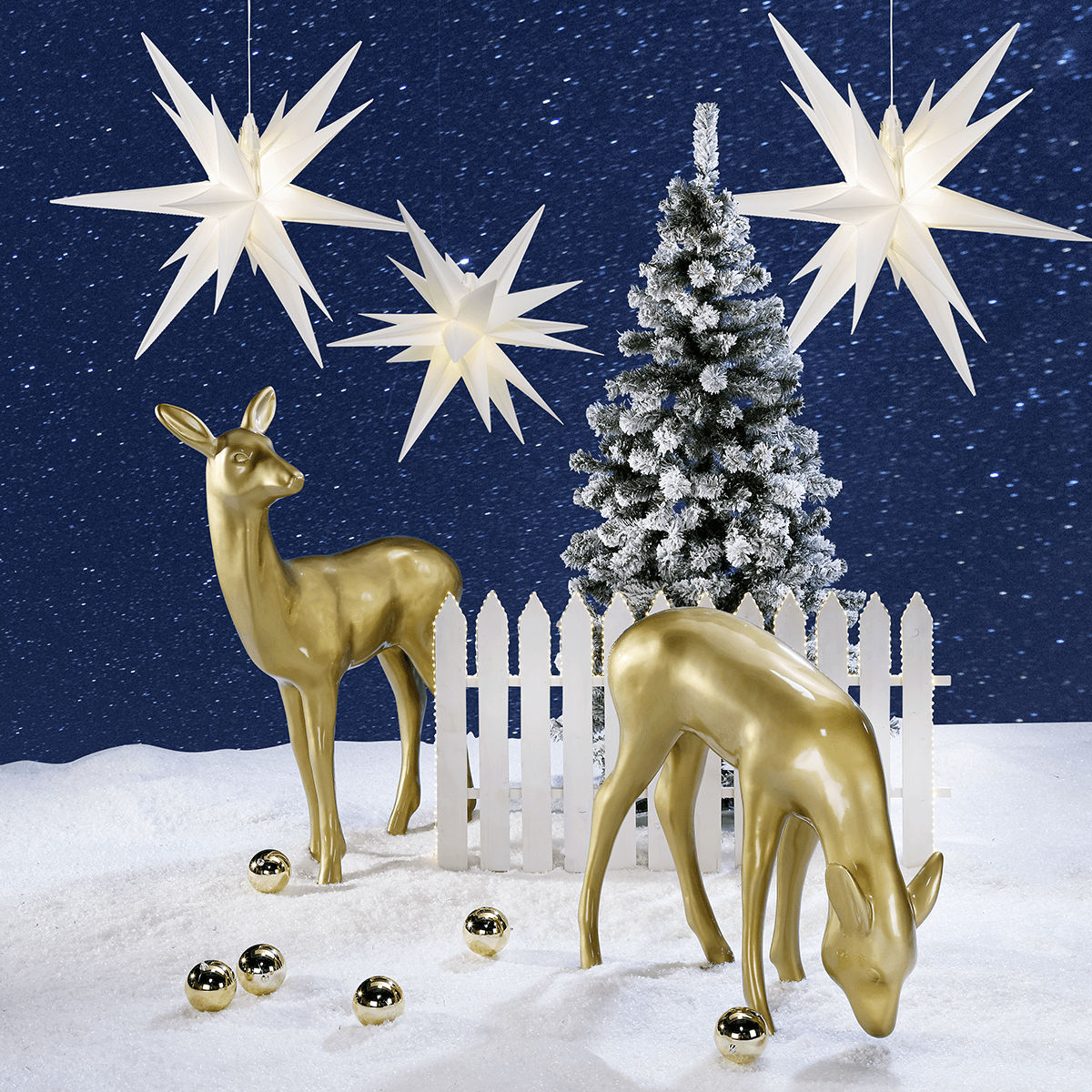 Decorative deer standing height 115 cm, gold metallic - 1