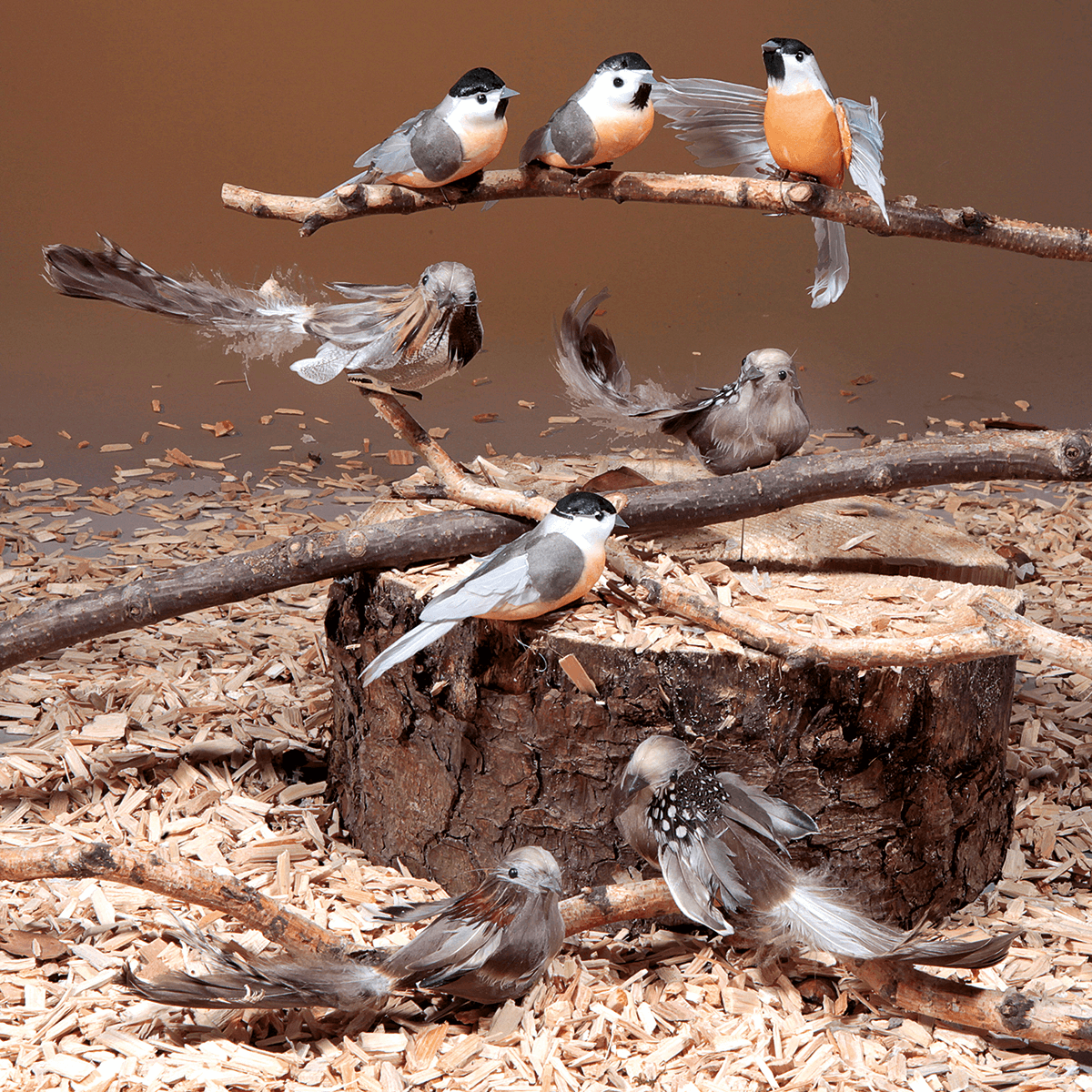 Deko Spatzen 17 cm, 6 Stück - 4