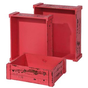 Wooden boxes set, red