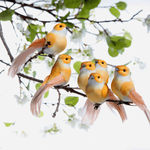 Oiseaux déco orange 10 cm, 6 pces - 0