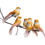 Decorative birds orange 10 cm, 6 pcs - 1
