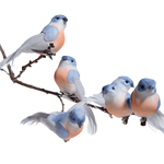 Aves decorativas, color azul, 10 cm, 6 piezas - 1