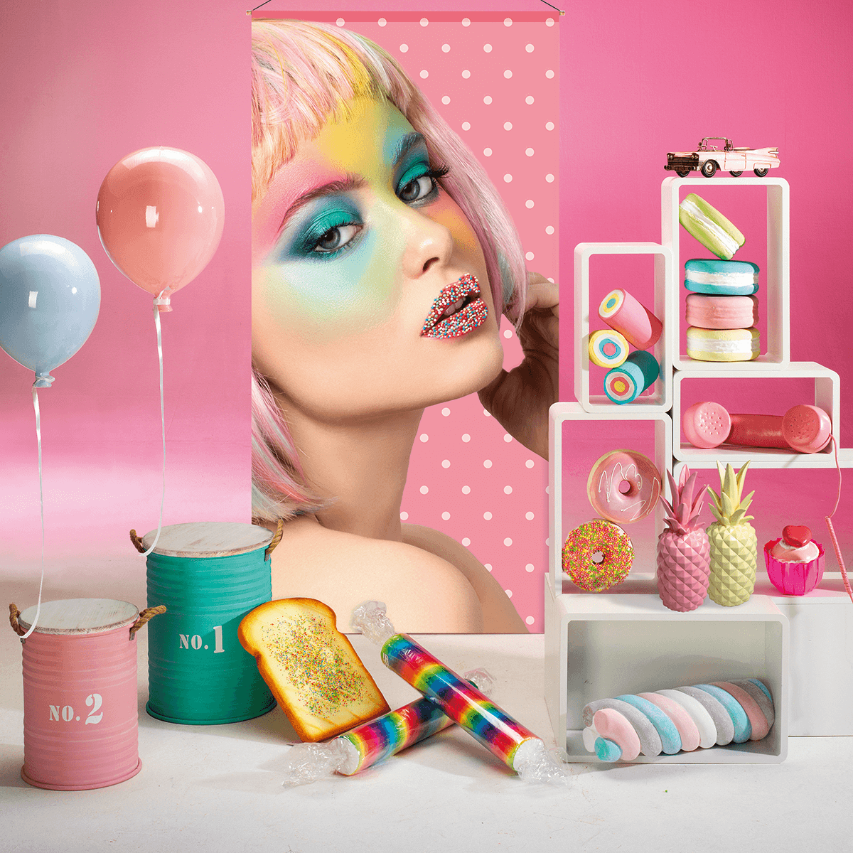 XXL Schaumzucker Lebensmittel-Attrappe 50 cm - 6 XXL Schaumzucker Lebensmittel-Attrappe 50 cm - 6