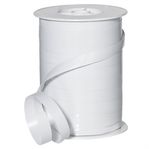 Metallic ribbon shiny, width 10 mm, white