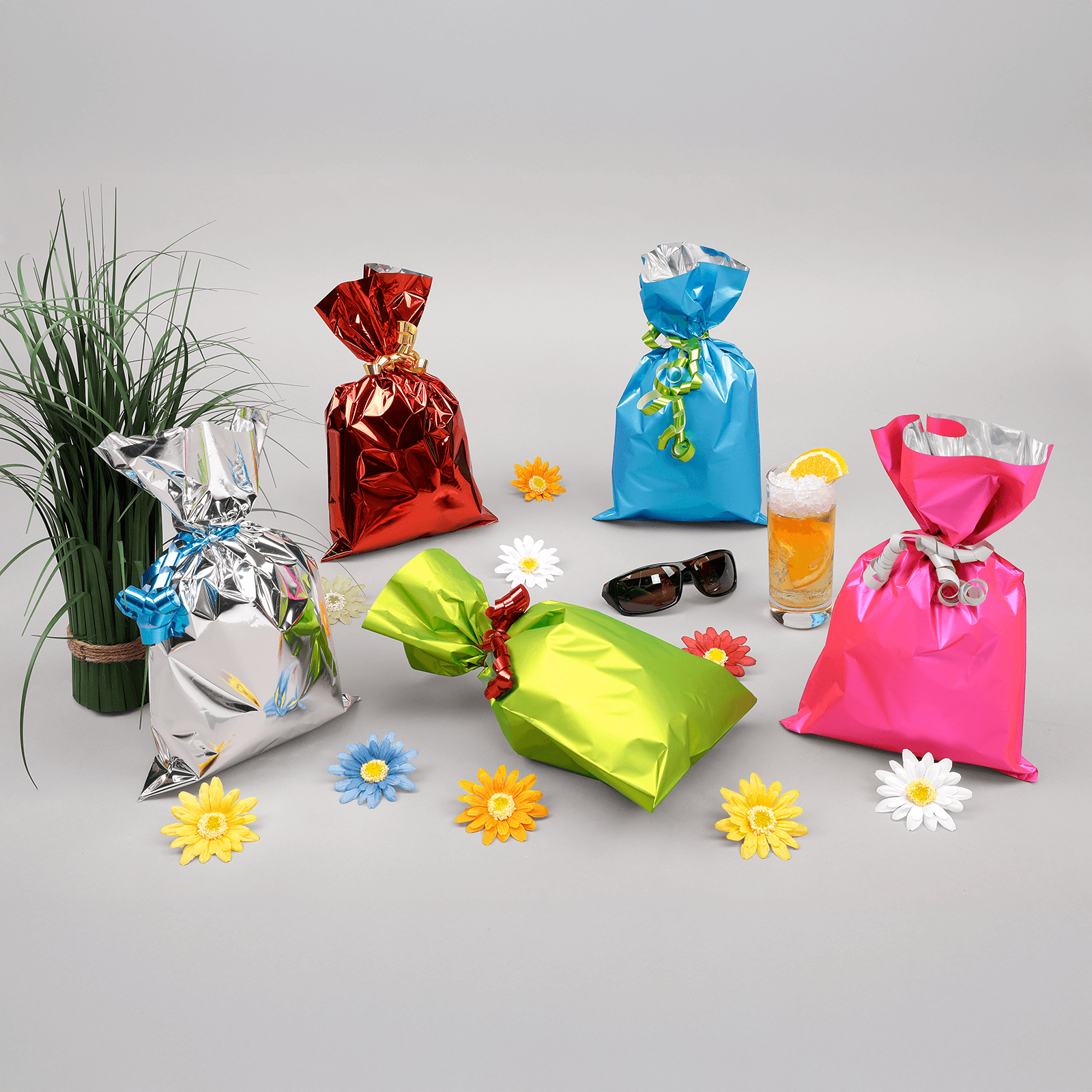 Geschenkbeutel, glänzend, dunkelgrün, 20 x 35 cm - 4 Geschenkbeutel, glänzend, dunkelgrün, 20 x 35 cm - 4