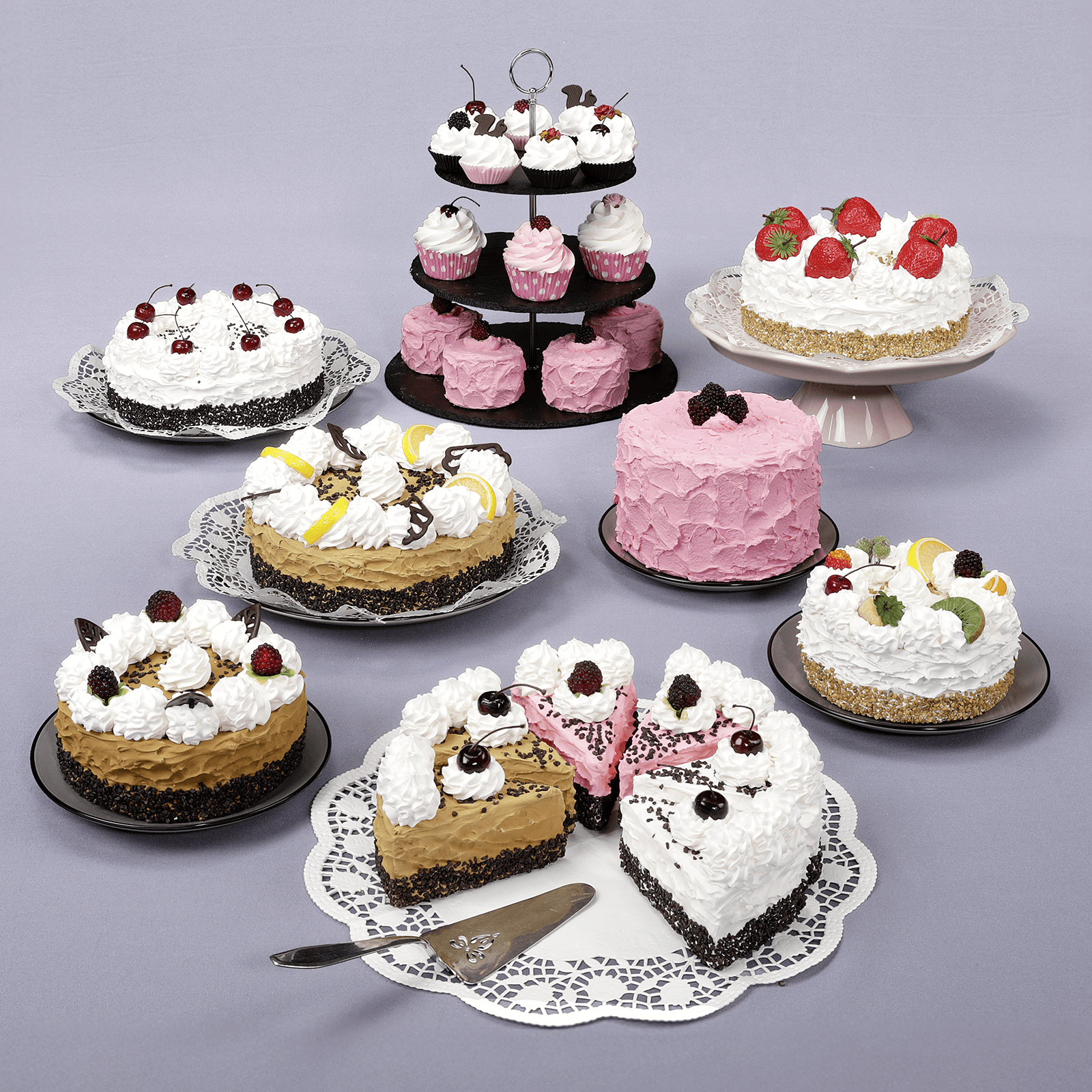 Cupcakes food dummy pink 3 pieces, 7 cm - 1 Cupcakes food dummy pink 3 pieces, 7 cm - 1
