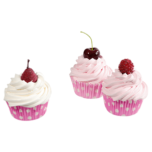 Cupcakes food dummy pink 3 pieces, 7 cm