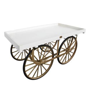 Chariot de marché blanc avec base dorée 