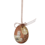 Easter Egg Set, 5cm Beige & Brown with Flower Pattern & Bow 8pcs. - 1