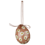 Easter Egg Set, 5cm Beige & Brown with Flower Pattern & Bow 8pcs. - 2