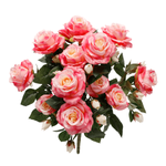 Bouquet de roses artificielles avec 15 fleurs chacune, roses & jaunes, 54,5 cm - 0