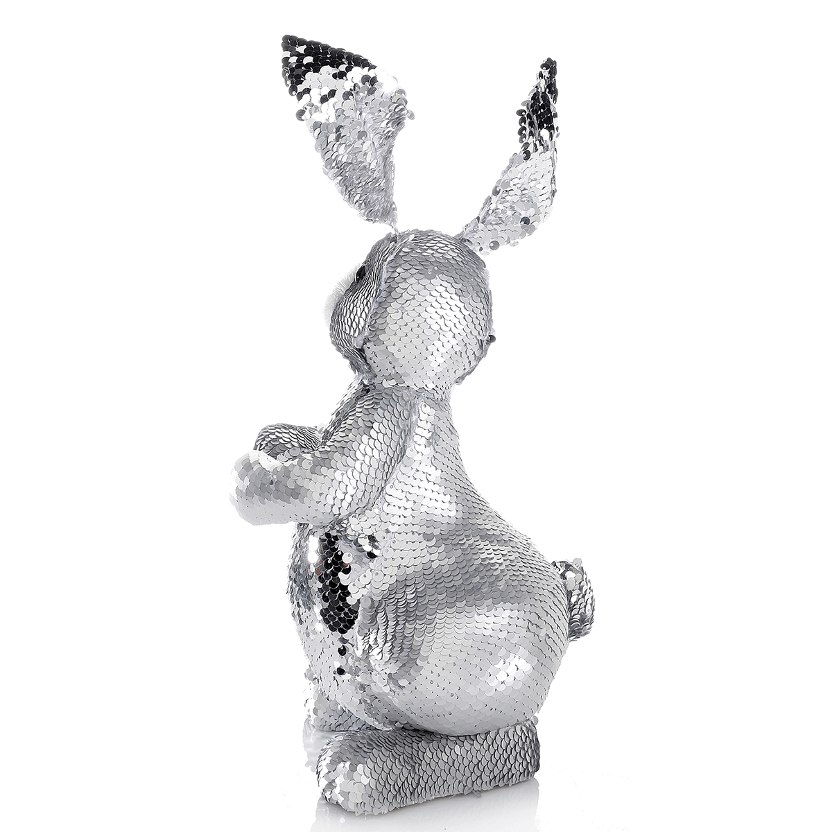 Deko-Oster-Hase mit Wendepailletten silber, 35 cm - 2