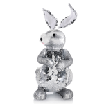 Conejo de Pascua decorativo con lentejuelas reversibles plata, 35 cm - 0