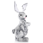 Conejo de Pascua decorativo con lentejuelas reversibles plata, 35 cm - 3