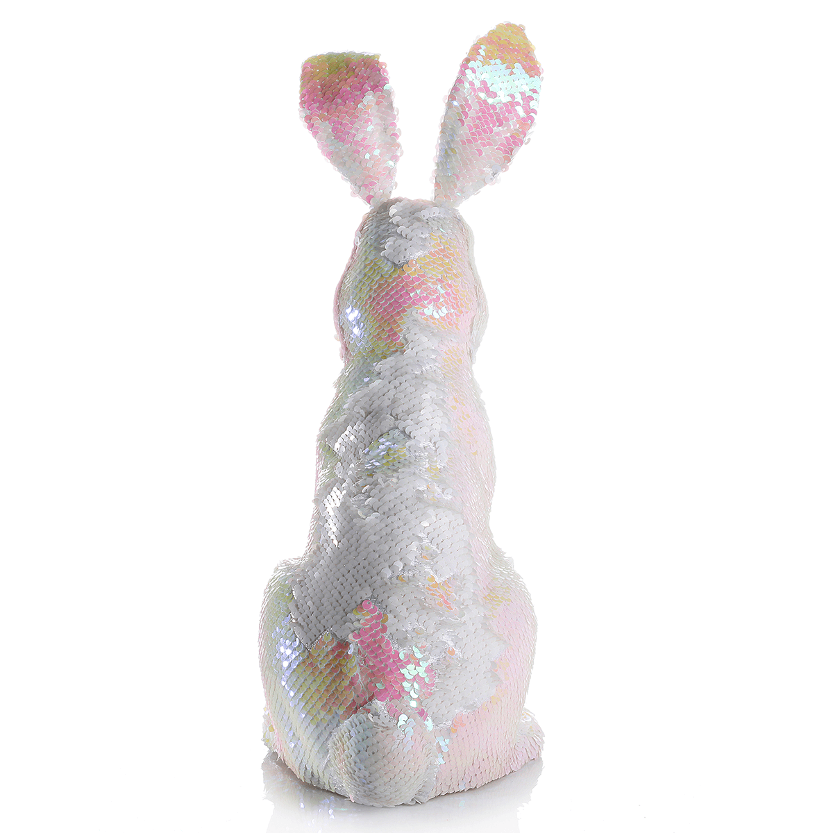 Conejo de Pascua decorativo con lentejuelas reversibles blanco iridiscente 42 cm - 2 Conejo de Pascua decorativo con lentejuelas reversibles blanco iridiscente 42 cm - 2