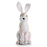 Lapin de Pâques décoratif avec paillettes réversibles blanc irisé 42 cm - 0