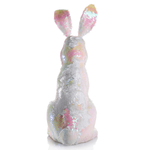 Lapin de Pâques décoratif avec paillettes réversibles blanc irisé 42 cm - 2