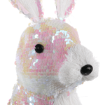 Conejo de Pascua decorativo con lentejuelas reversibles blanco iridiscente 42 cm - 4