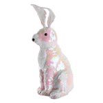 Conejo de Pascua decorativo con lentejuelas reversibles blanco iridiscente 42 cm - 5