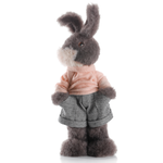 Lapin de Pâques décoratif en peluche 40 cm de haut, gris - 0