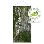 Lichtechter Naturfaser-Stoffbanner "Birkenwald" aus Baumwolle 100 x 200 cm - 0